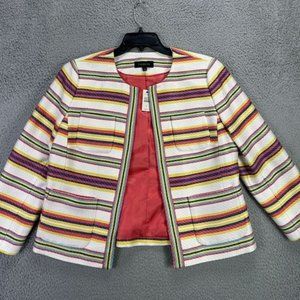 Talbots Blazer Women's 12 Multi Striped Open Front Cardigan Sweater Ladies NEW